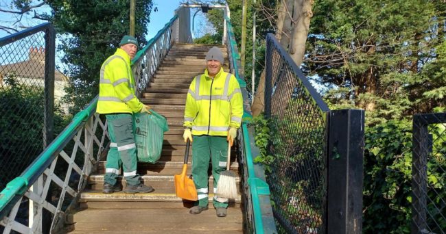Greener Ealing street cleansing team conducting a spring clean